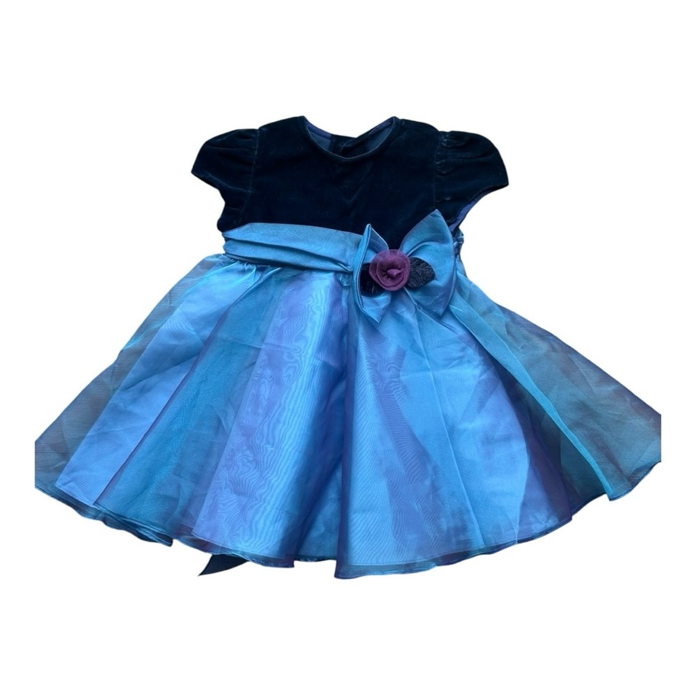 C.C. & Me Vintage Party Tulle Bottom Blue Kids Dress with Bow Size 24‎ months